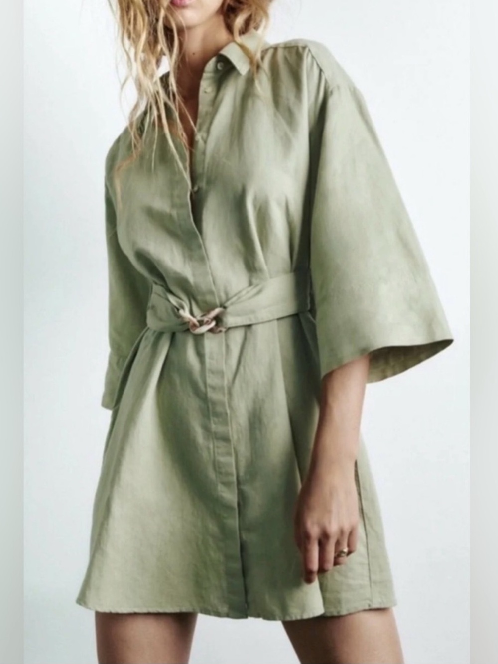 ZARA Olive Shirt Dress with Belt